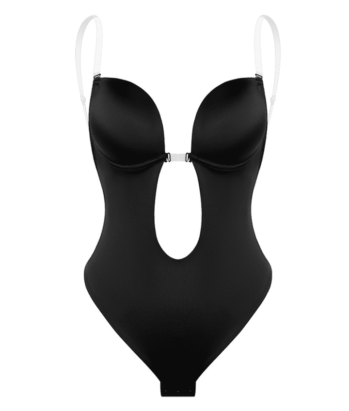 Esme | Backless Plunge Shaping Bodysuit with Clear Straps