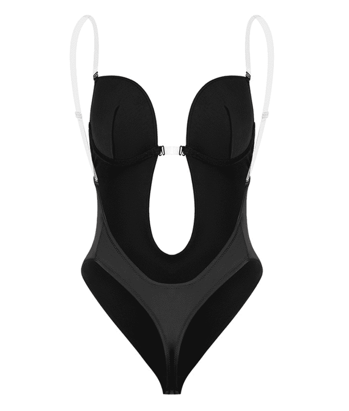 Esme | Backless Plunge Shaping Bodysuit with Clear Straps