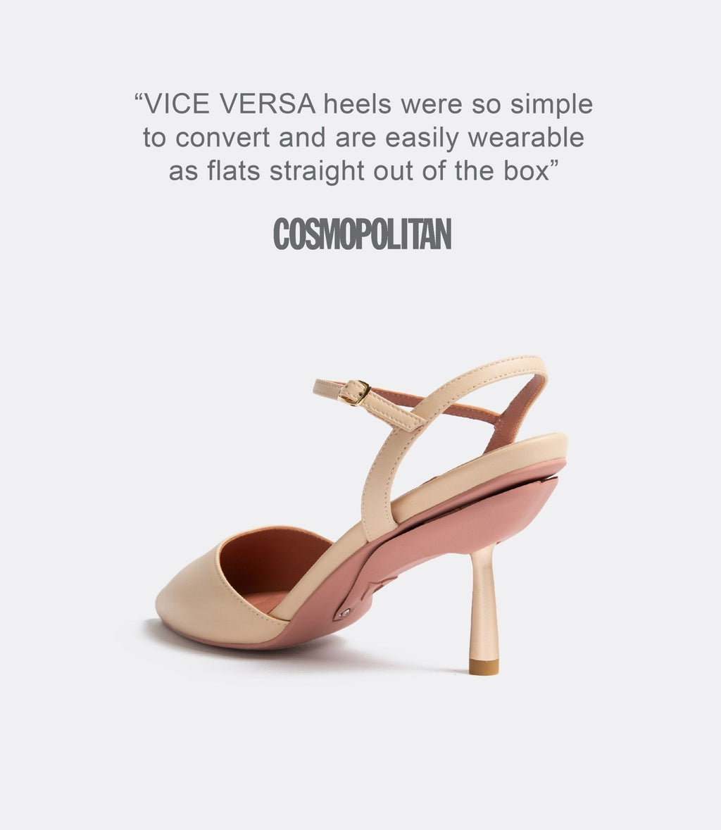 Silvia | Beige Block Heel Pumps