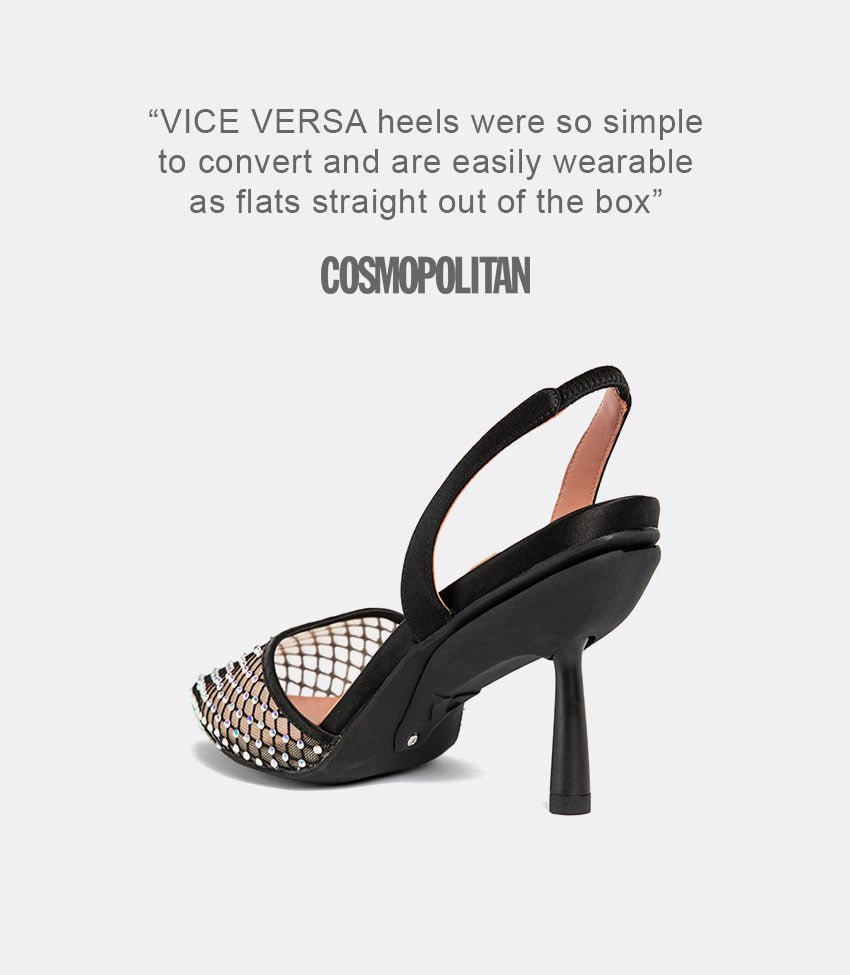 Nadia | Crystal Mesh Block Heel Pumps