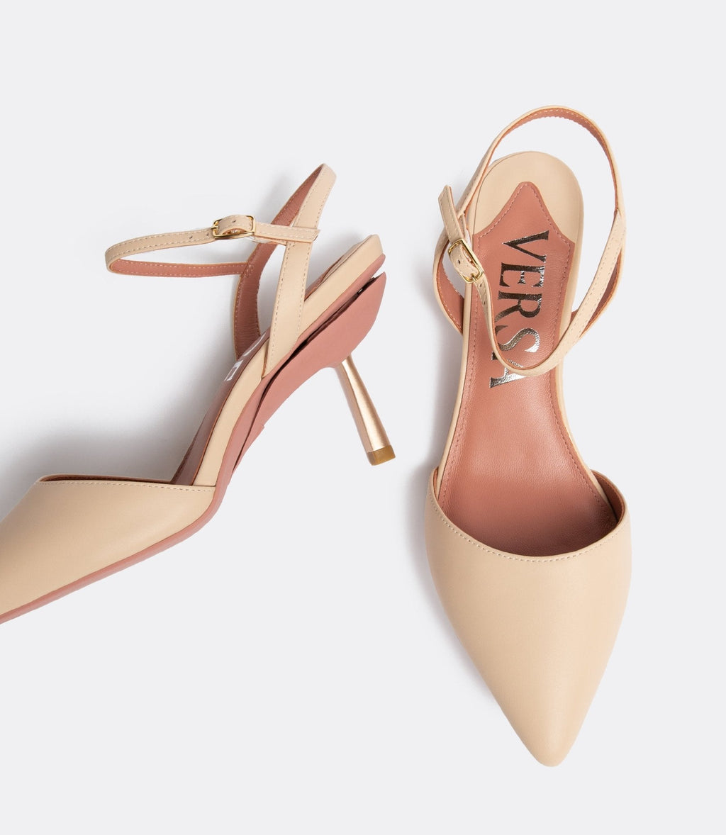 Silvia | Beige Block Heel Pumps