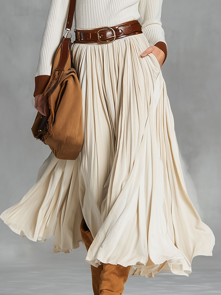 Rosalba | Beige Velvet Lace-Up Skirt