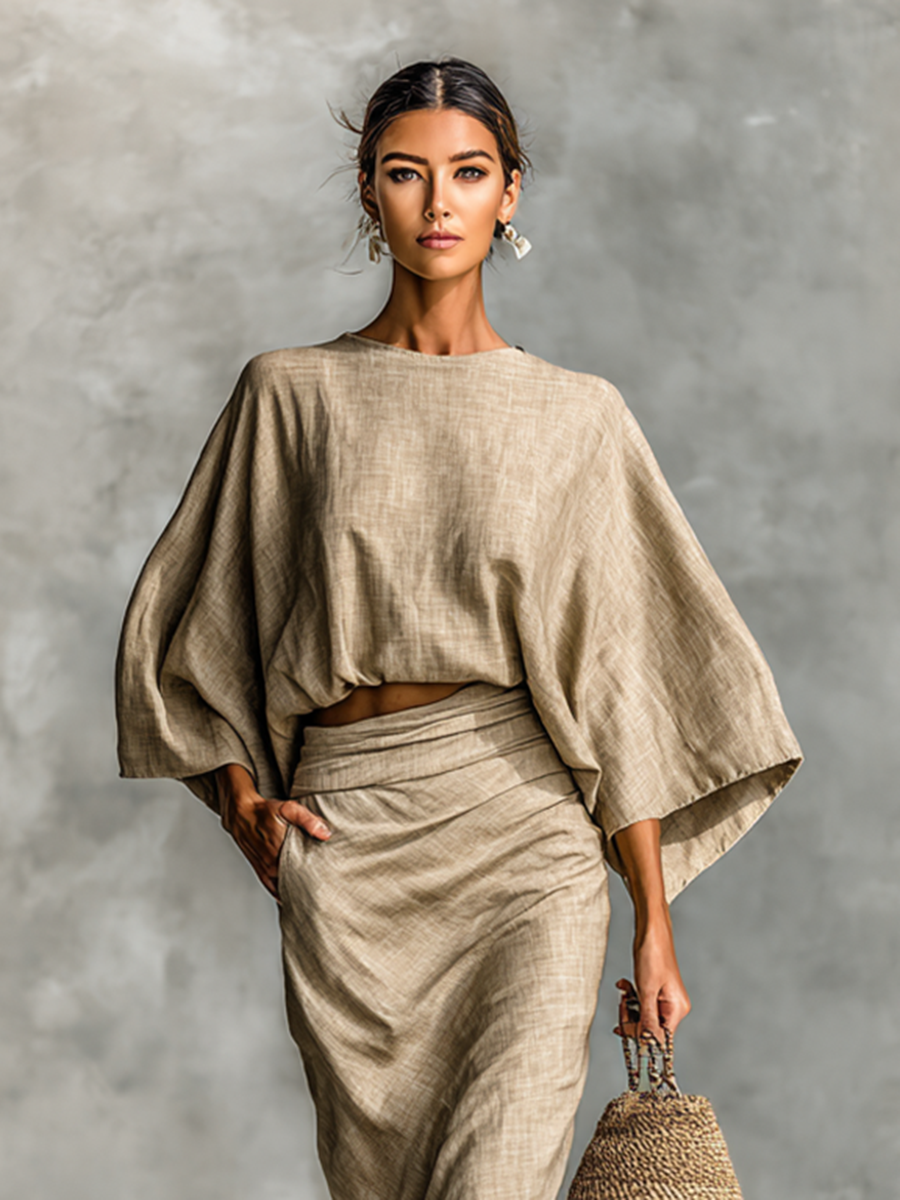 Selene | Soft Batwing Top & Maxi Skirt Two-Piece Set for Women