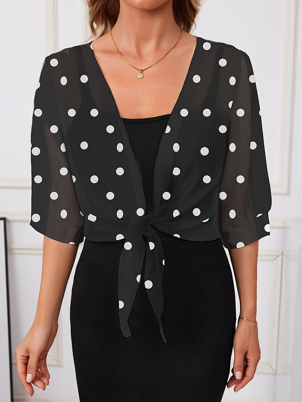 Cinzia | Polka Dot Tie Blouse for Women