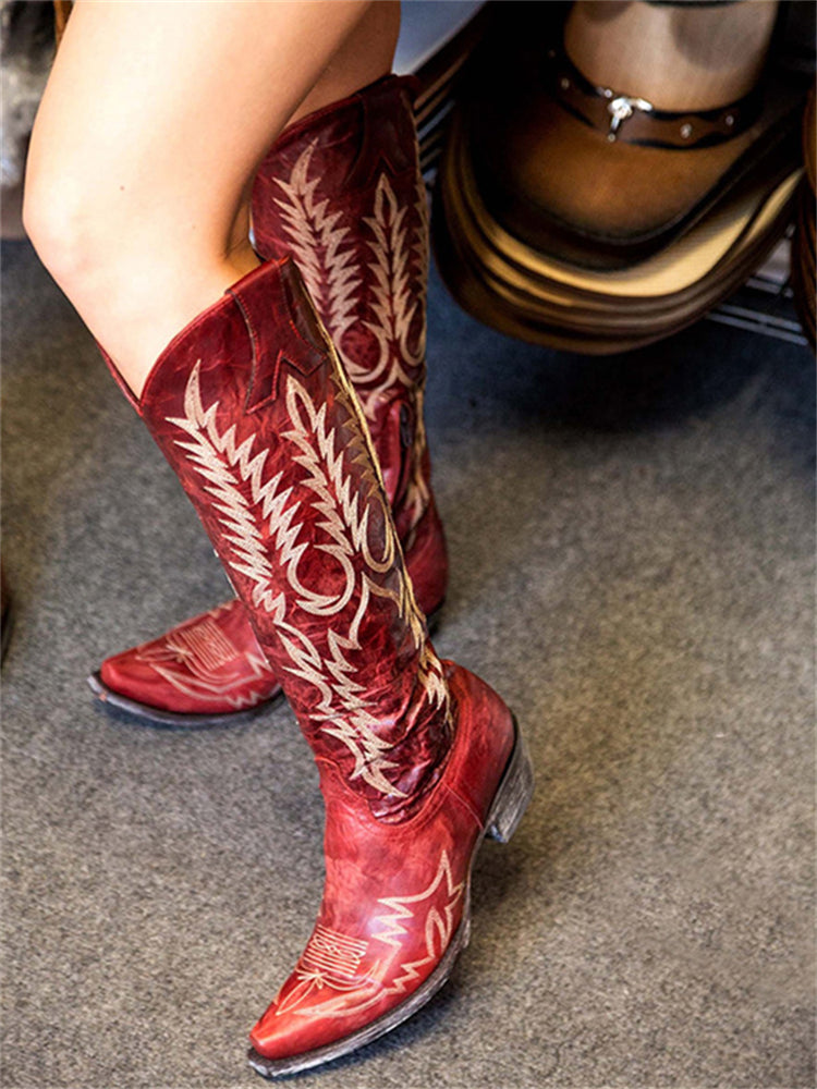 Fabienne | Vintage Embroidered Knee-High Cowboy Boots