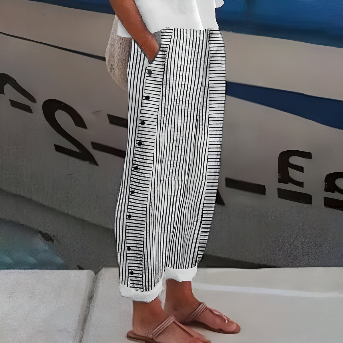 Barbara | Linen Trousers with Side Pockets for Women