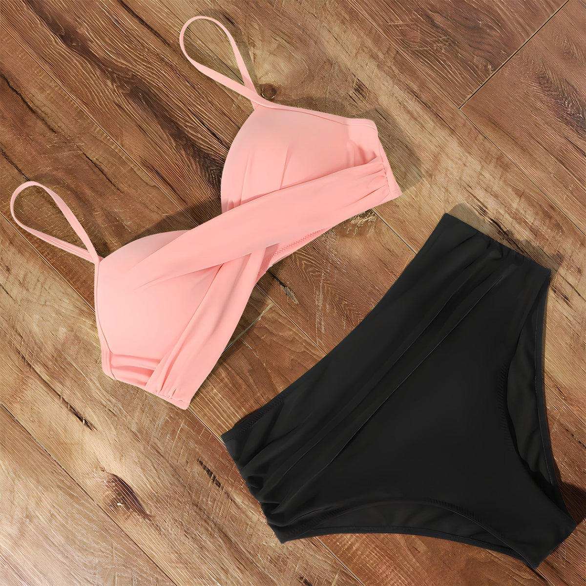 Emmeline | Twist Front Bikini Set with Ruched High Waist