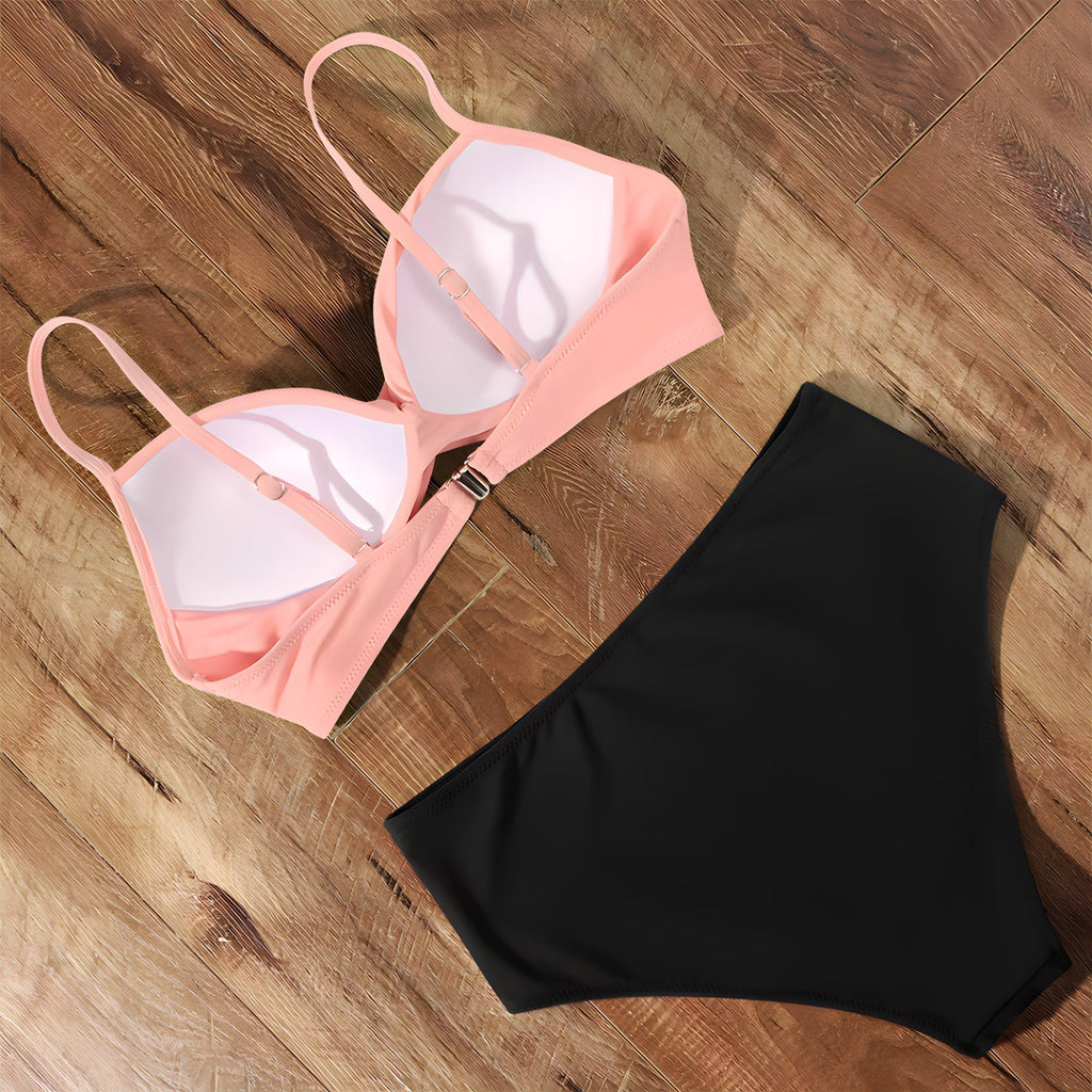 Emmeline | Twist Front Bikini Set with Ruched High Waist
