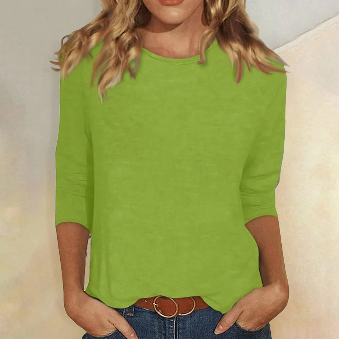 Lauriane | Crew Neck 3/4 Sleeve Everyday Top for Women