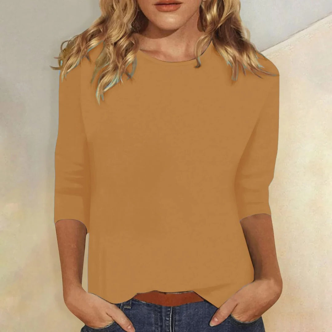 Lauriane | Crew Neck 3/4 Sleeve Everyday Top for Women