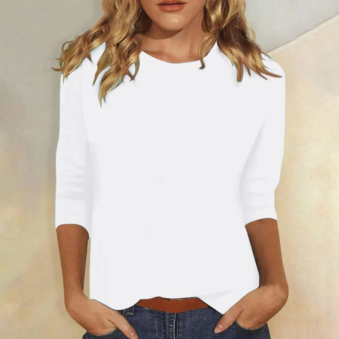 Lauriane | Crew Neck 3/4 Sleeve Everyday Top for Women
