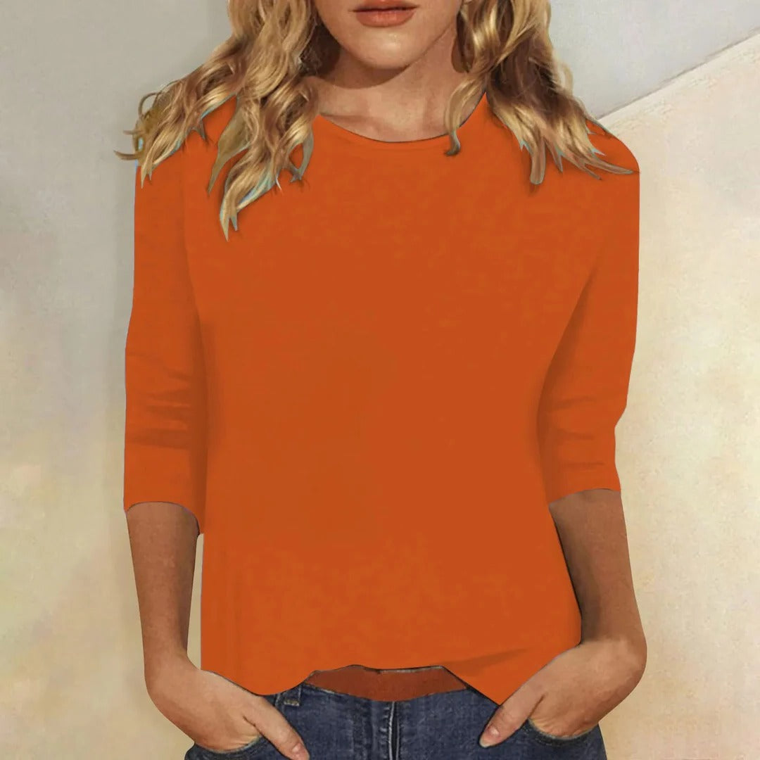 Lauriane | Crew Neck 3/4 Sleeve Everyday Top for Women