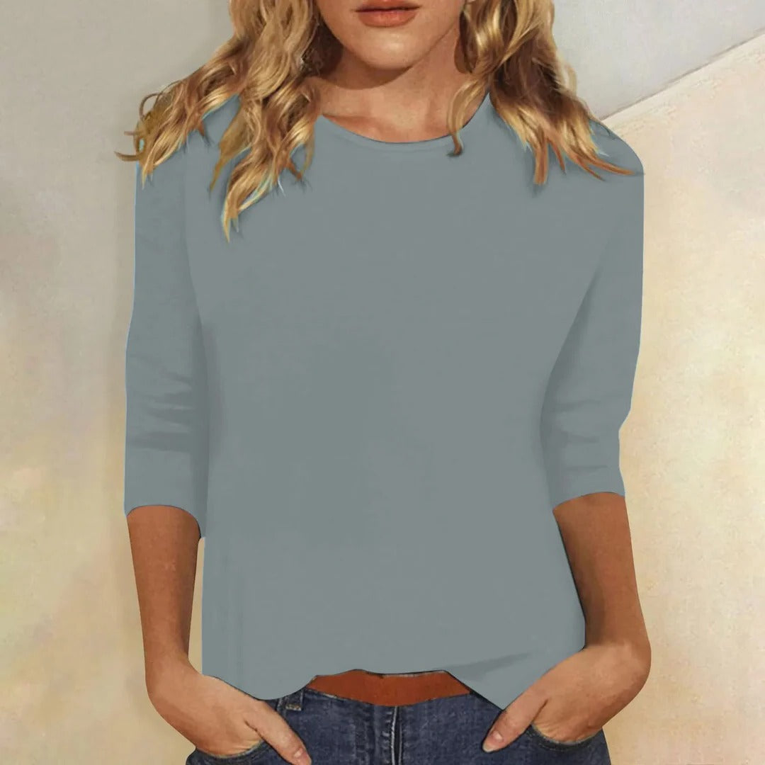 Lauriane | Crew Neck 3/4 Sleeve Everyday Top for Women