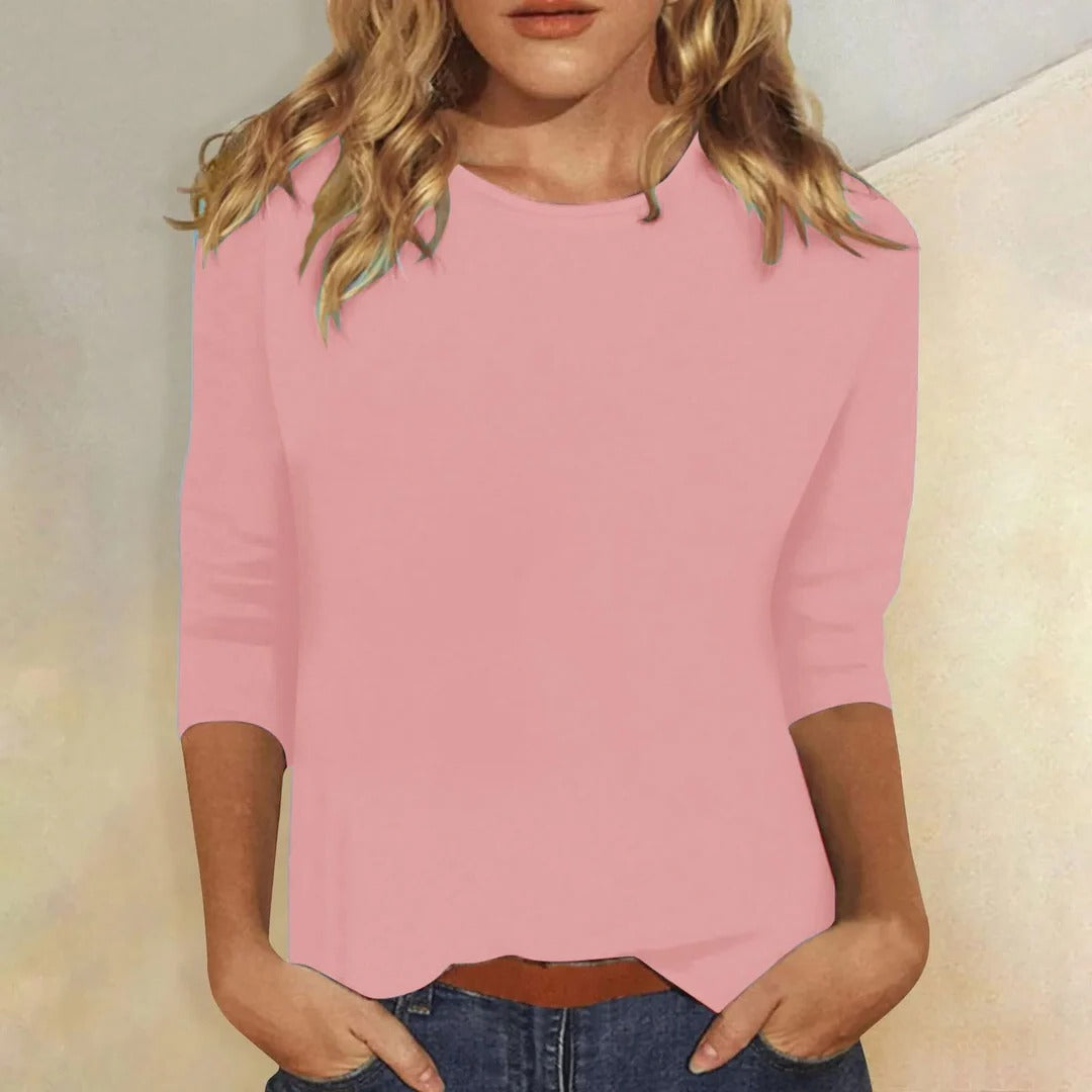 Lauriane | Crew Neck 3/4 Sleeve Everyday Top for Women