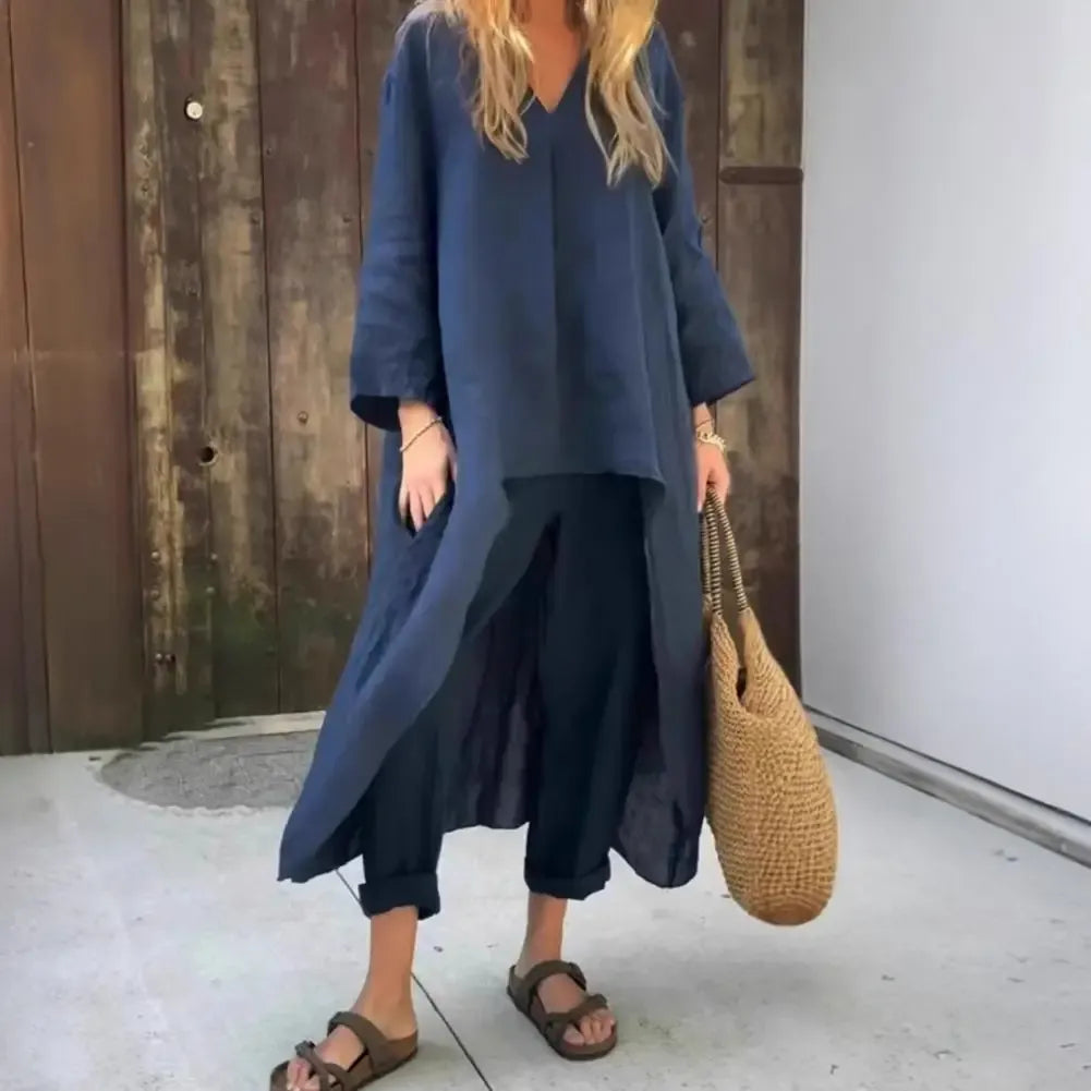Lucia | Relaxed Long Vest and Wide-Leg Pants Set for Women