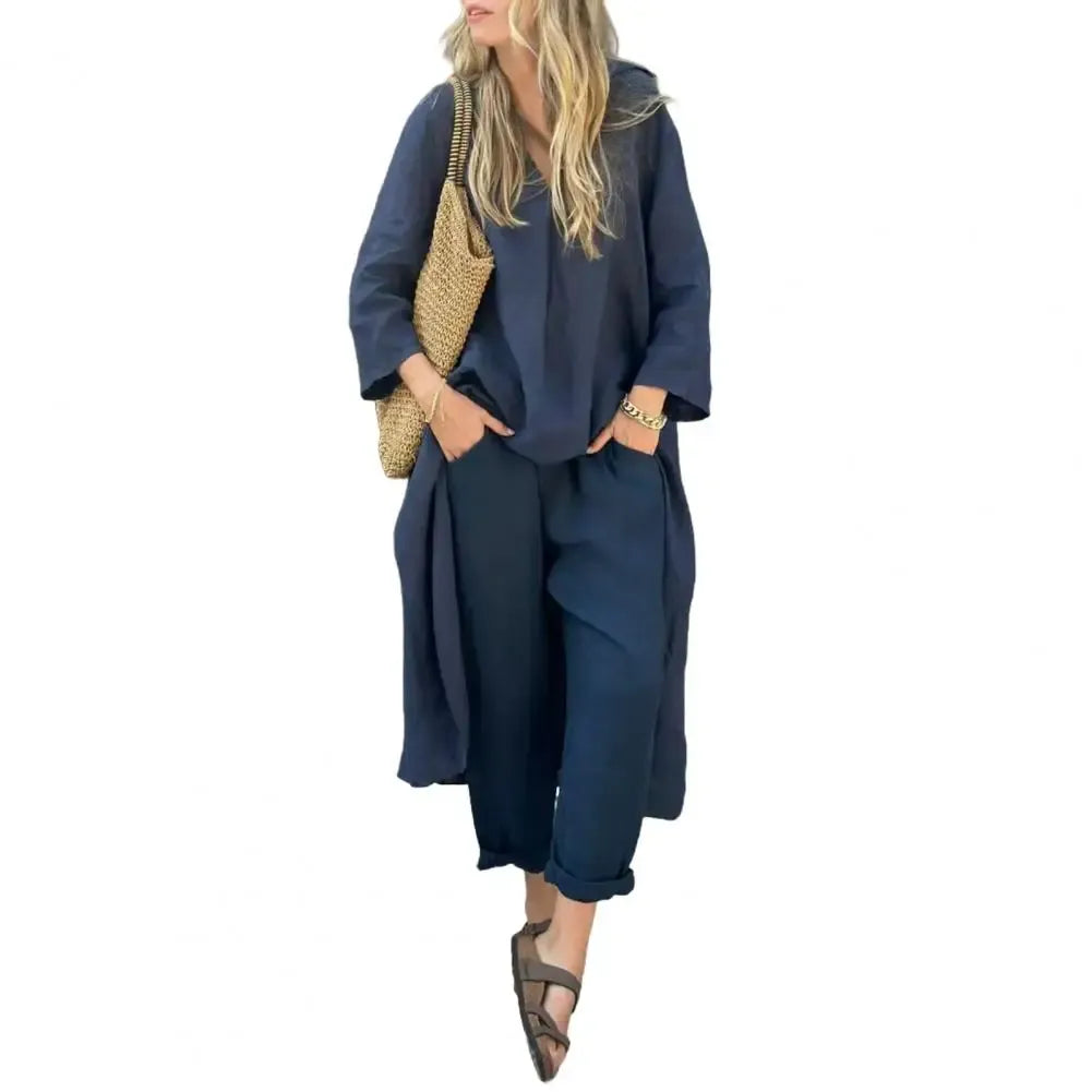 Lucia | Relaxed Long Vest and Wide-Leg Pants Set for Women