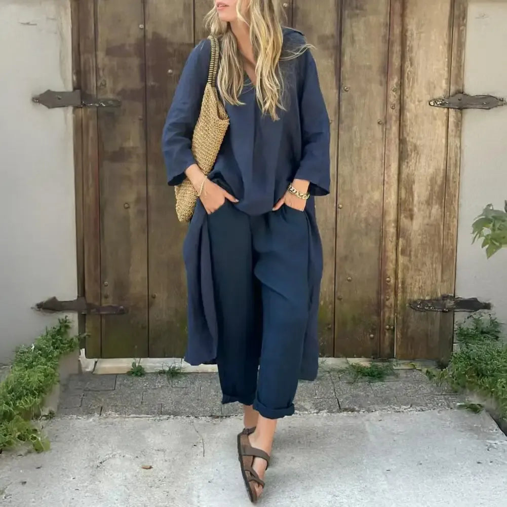 Lucia | Relaxed Long Vest and Wide-Leg Pants Set for Women