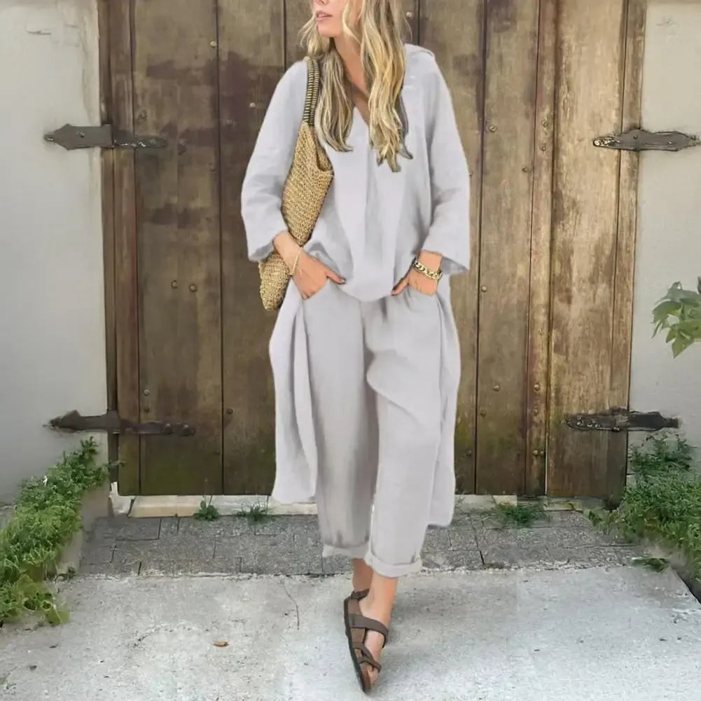Lucia | Relaxed Long Vest and Wide-Leg Pants Set for Women