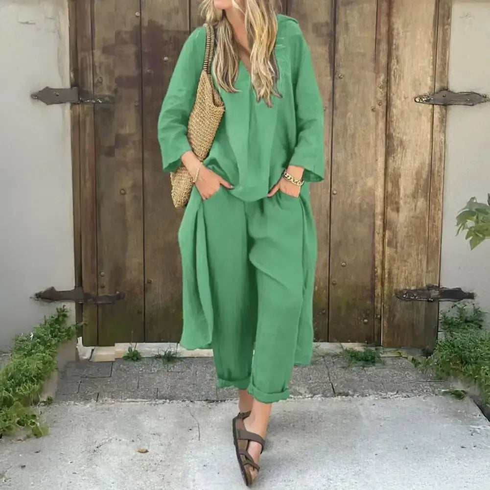 Lucia | Relaxed Long Vest and Wide-Leg Pants Set for Women