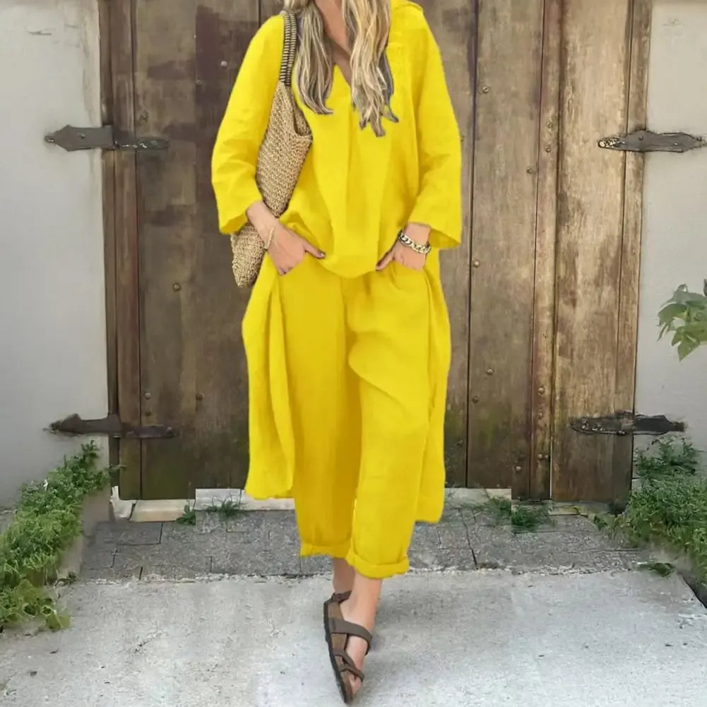 Lucia | Relaxed Long Vest and Wide-Leg Pants Set for Women