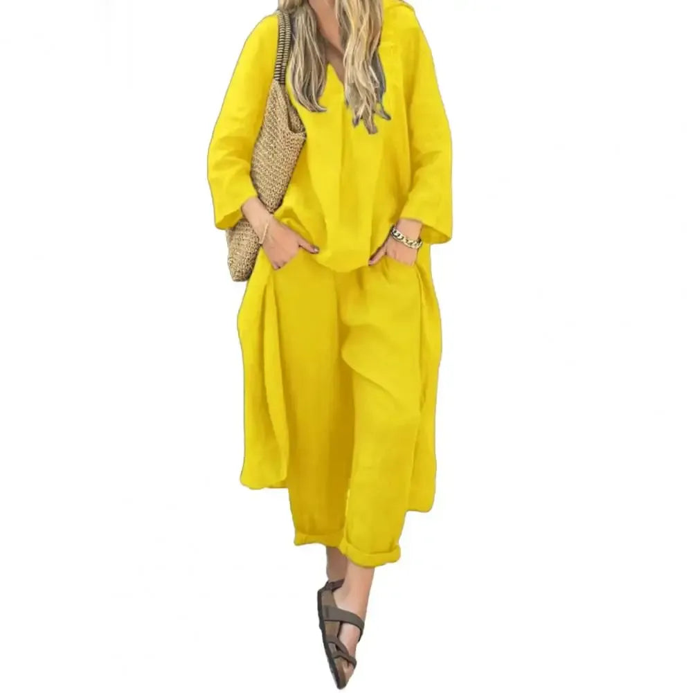 Lucia | Relaxed Long Vest and Wide-Leg Pants Set for Women