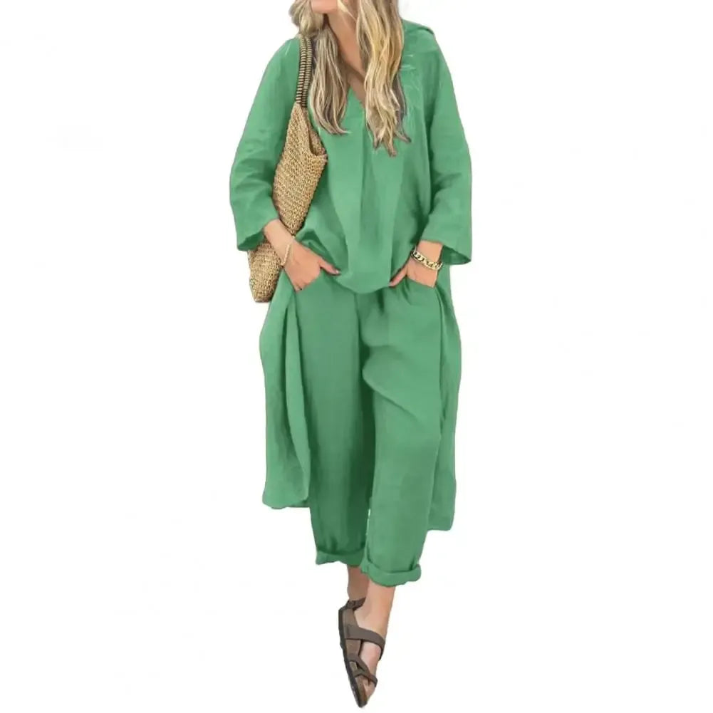Lucia | Relaxed Long Vest and Wide-Leg Pants Set for Women