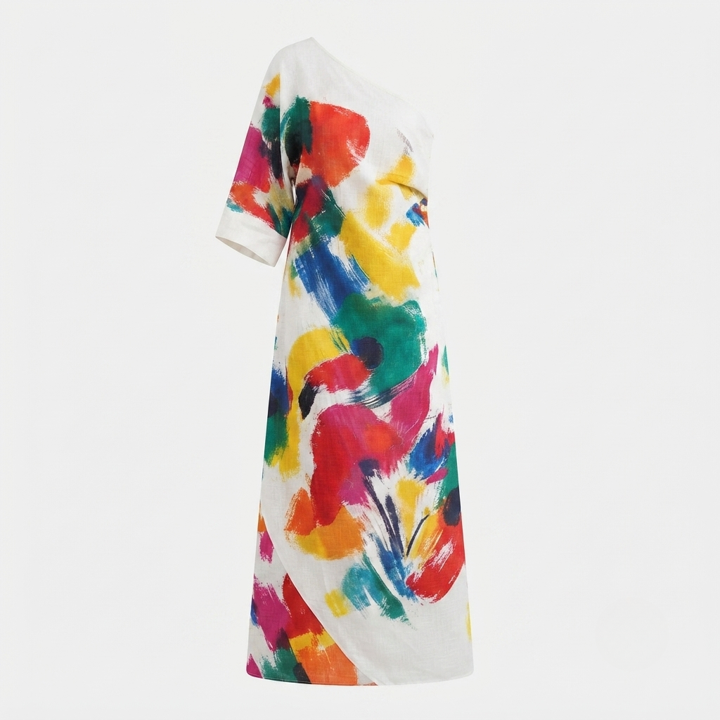 Grace | One Shoulder Abstract Print Maxi Dress