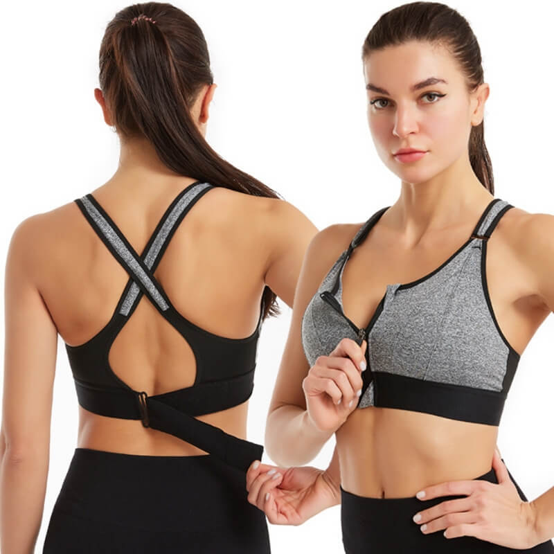 Carly | Front Zip Criss Cross Back Sports Bra
