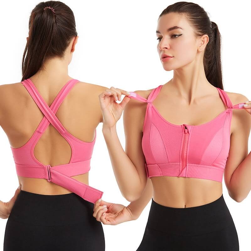 Carly | Front Zip Criss Cross Back Sports Bra