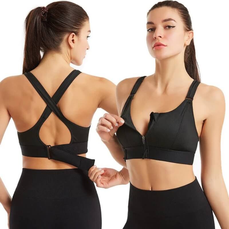 Carly | Front Zip Criss Cross Back Sports Bra