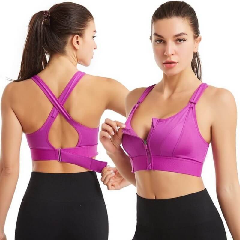 Carly | Front Zip Criss Cross Back Sports Bra