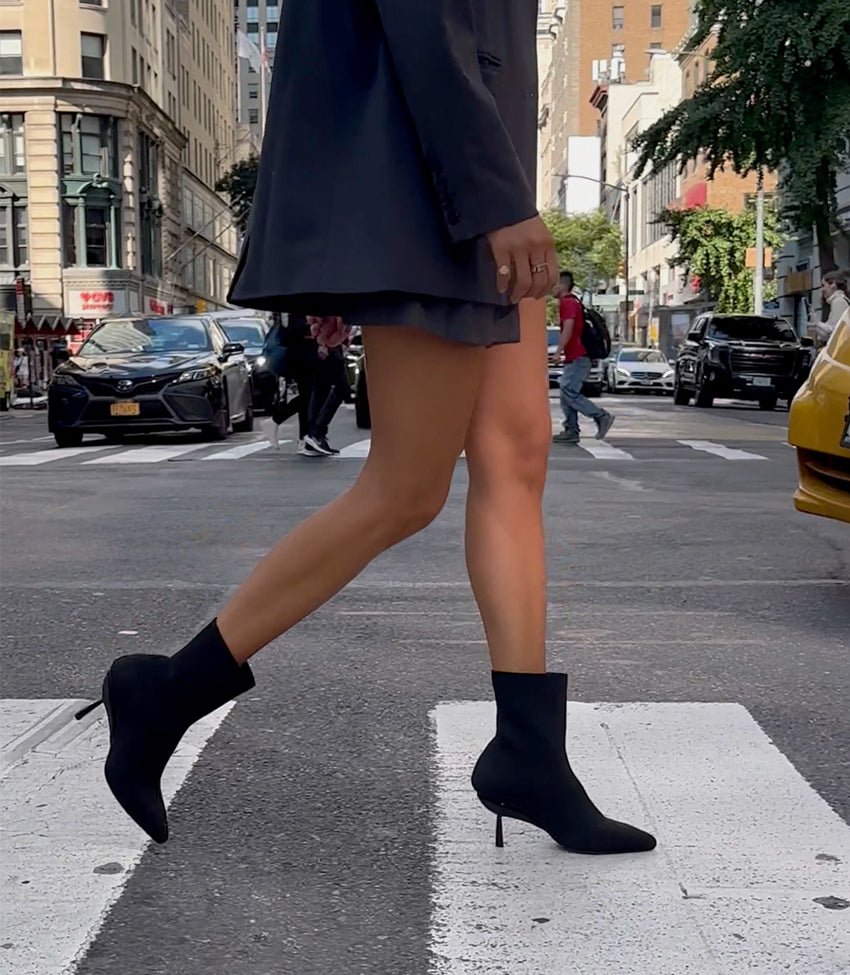 Adeline | Black Knit Pull-On Boots