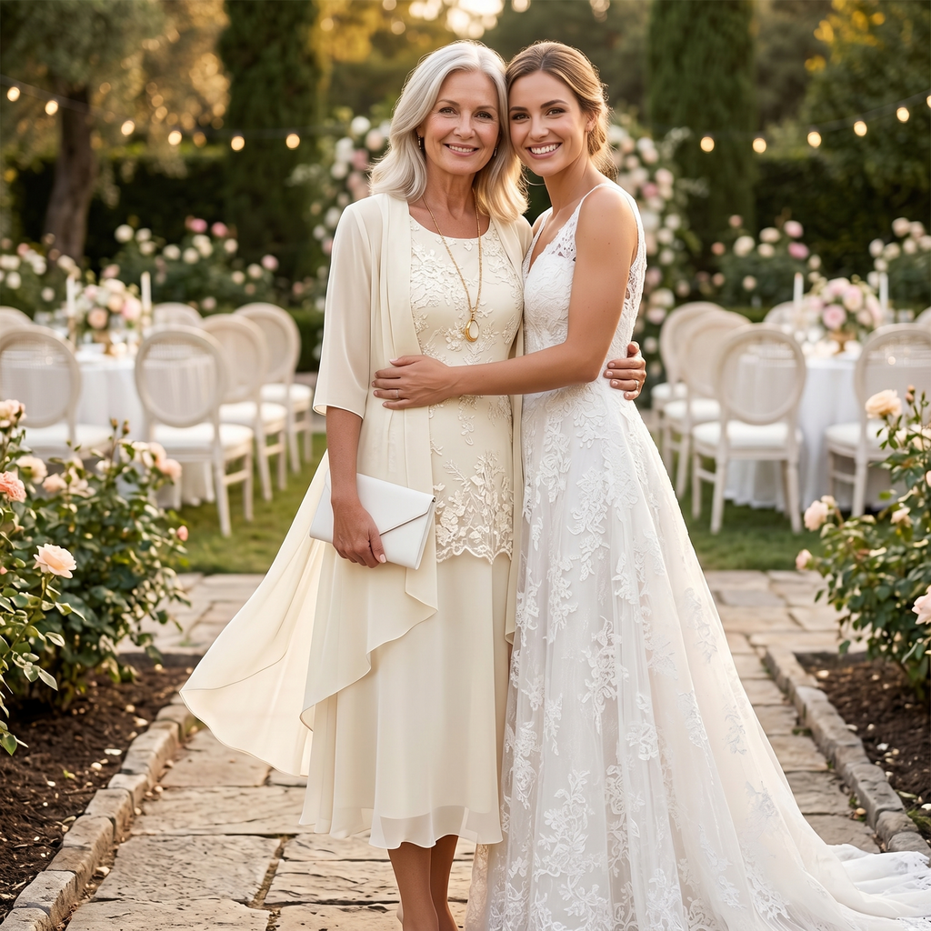 Roxane | Elegant Lace and Chiffon Dress Set for Women