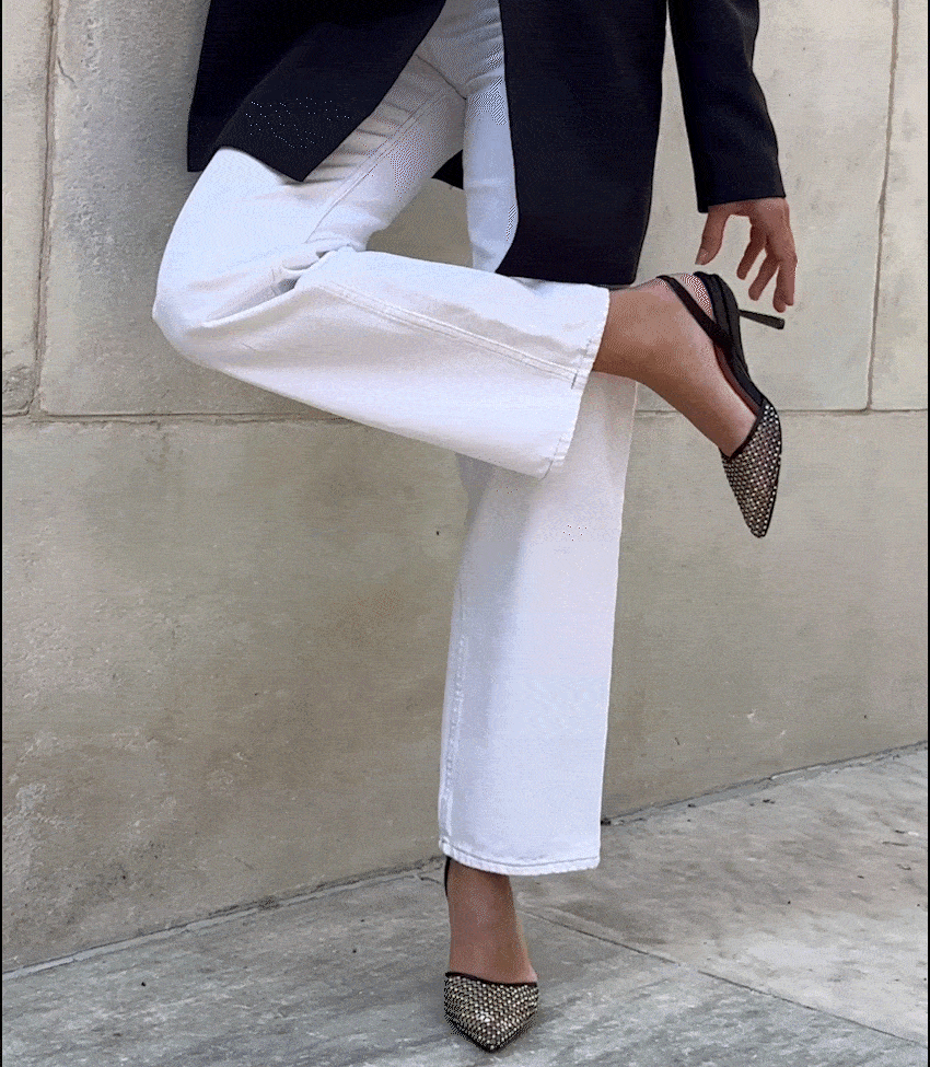 Nadia | Crystal Mesh Block Heel Pumps