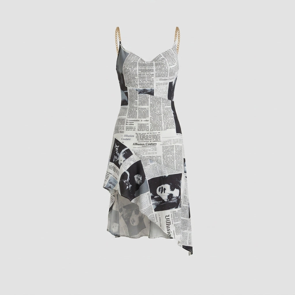 Brooke | Strapless Asymmetric Mini Dress with Printed Design