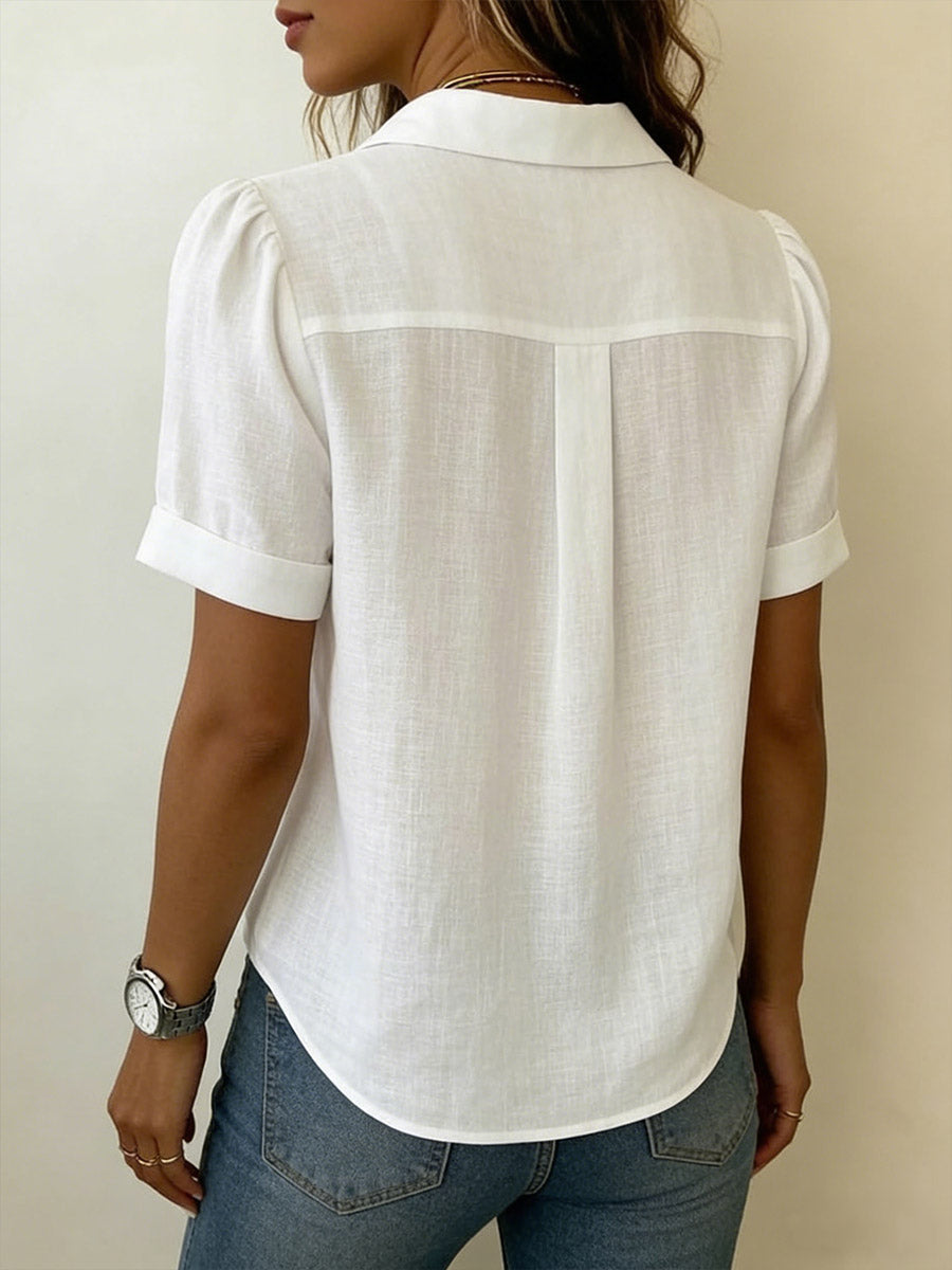 Briony | Pleated Linen Look Blouse in Five Colours