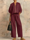 Alba | Relaxed Button-Up Shirt & Wide-Leg Pants Set for Women