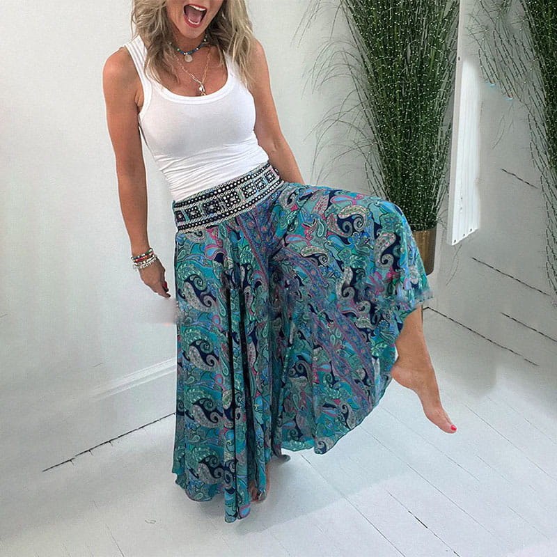 Erini | Linen Boho Wide-Leg Trousers for Women