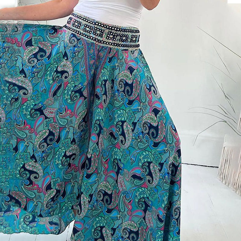 Erini | Linen Boho Wide-Leg Trousers for Women