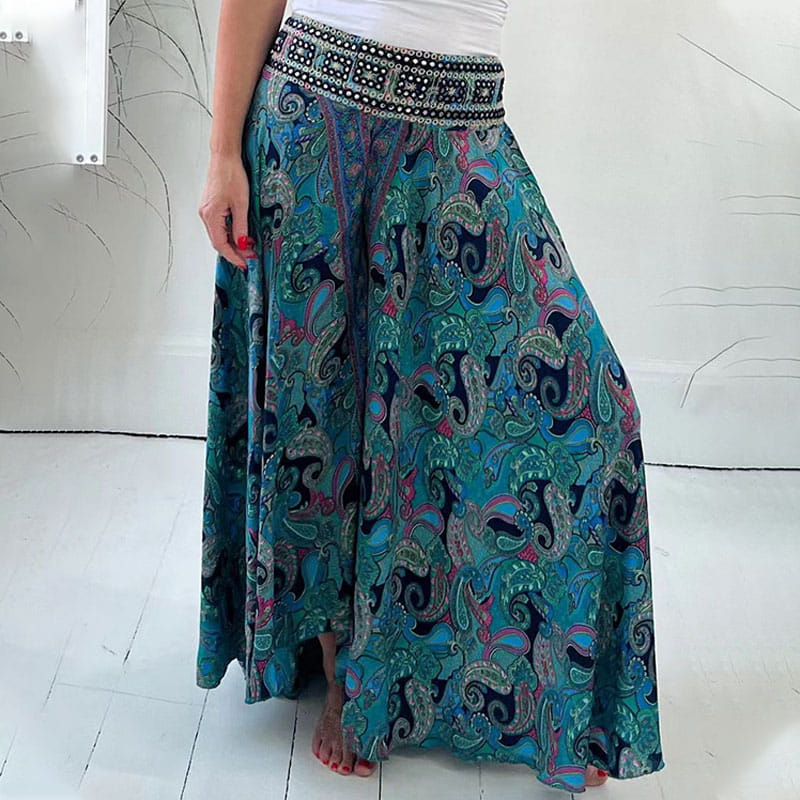 Erini | Linen Boho Wide-Leg Trousers for Women