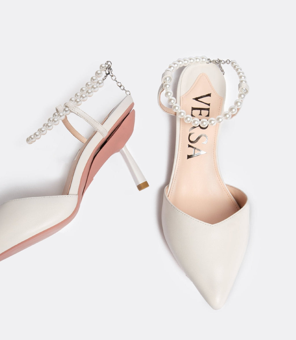 Belen | Pearl-Embellished White Pumps