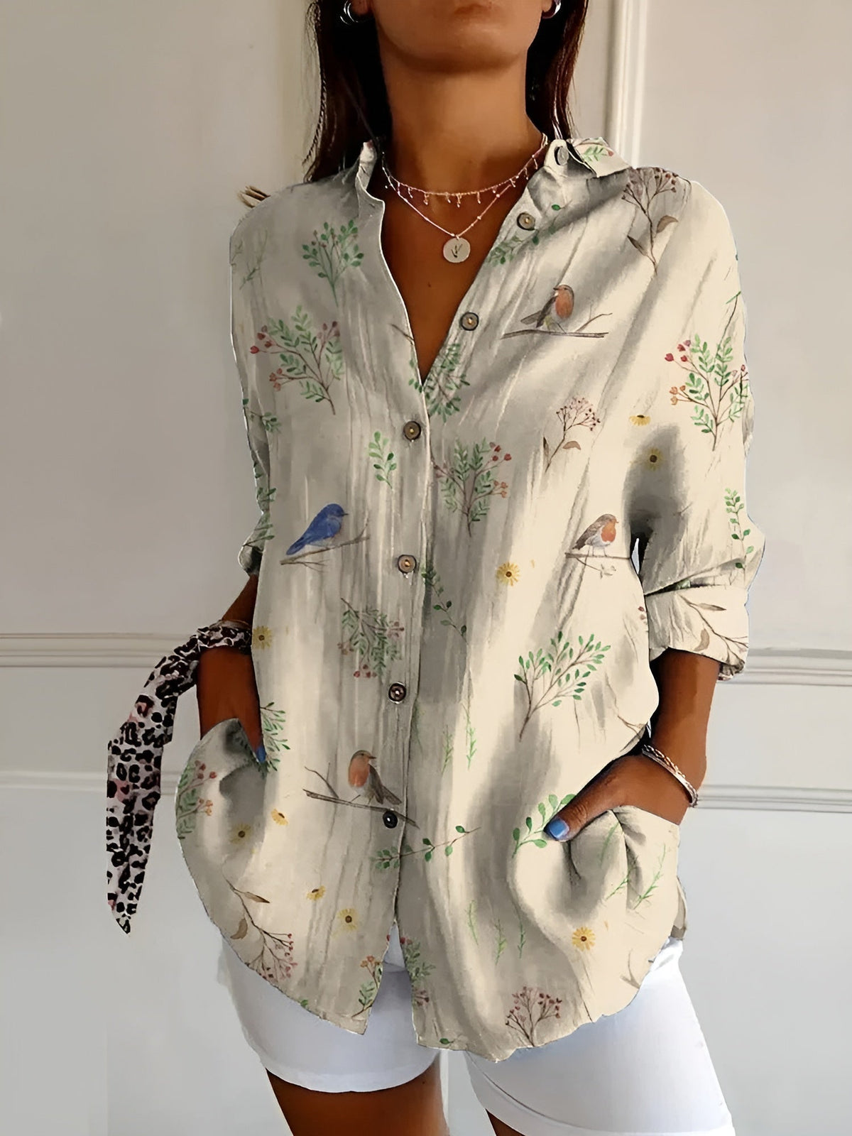 Avril | Chic Blouse with Whimsical Prints for Women
