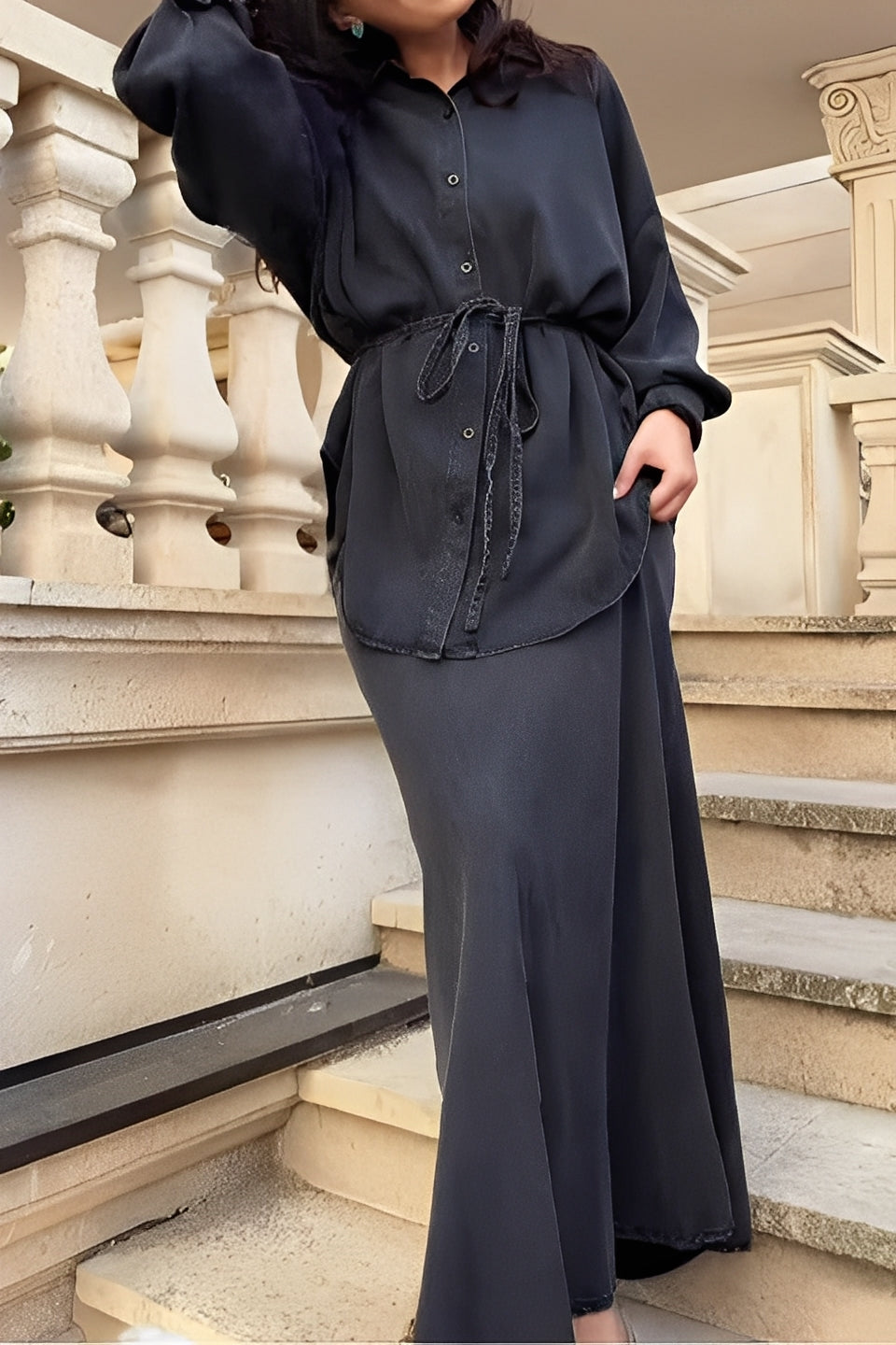 Lisa | Tie-Drawstring Shirt and Skirt Set for Women