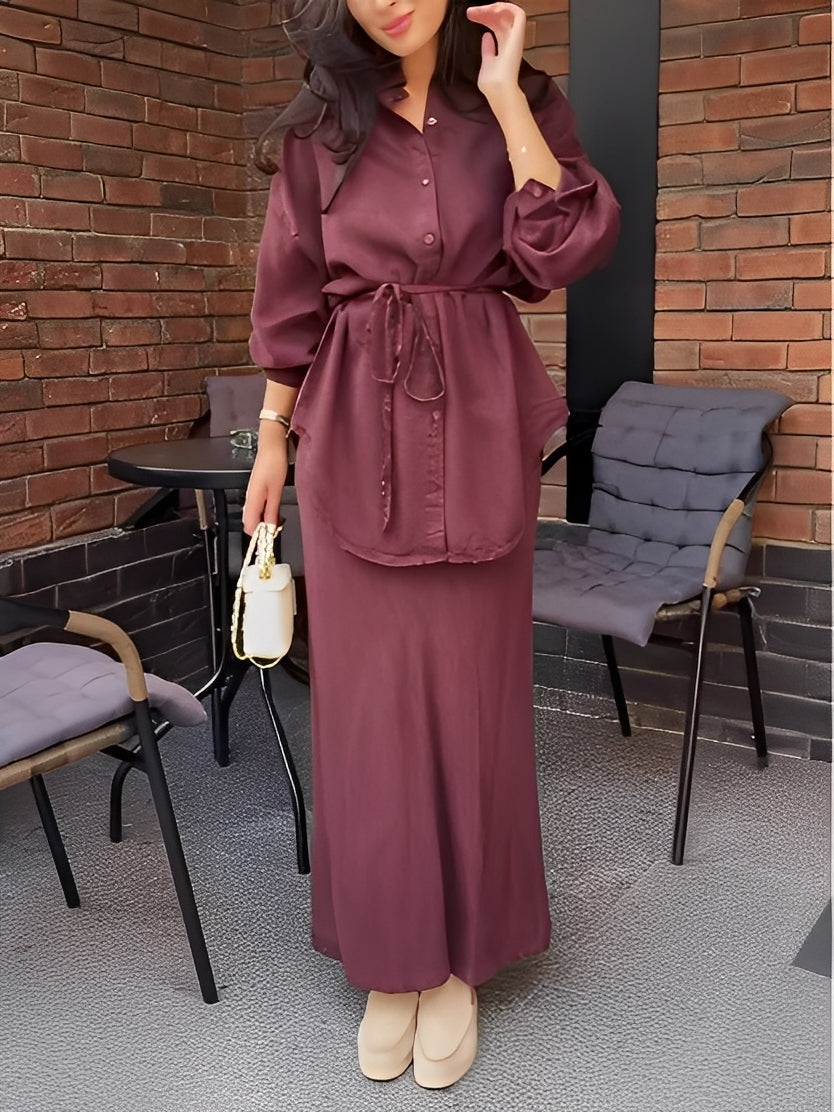 Lisa | Tie-Drawstring Shirt and Skirt Set for Women
