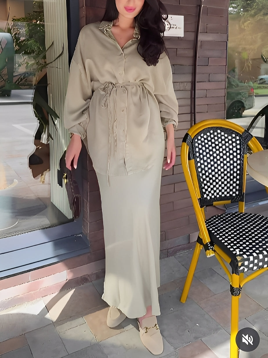 Lisa | Tie-Drawstring Shirt and Skirt Set for Women