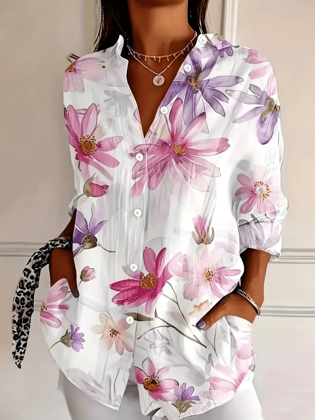 Vanina | Printed Patchwork Short-Sleeve Blouse for Women