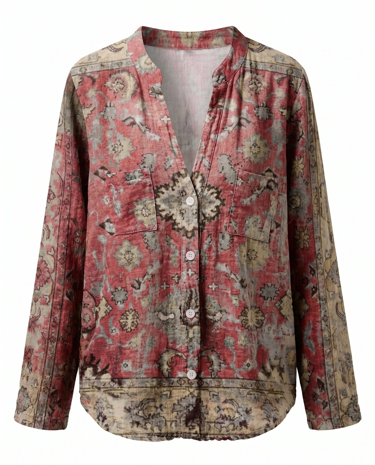 Women’s Blouse | Printed V-Neck Long Sleeve