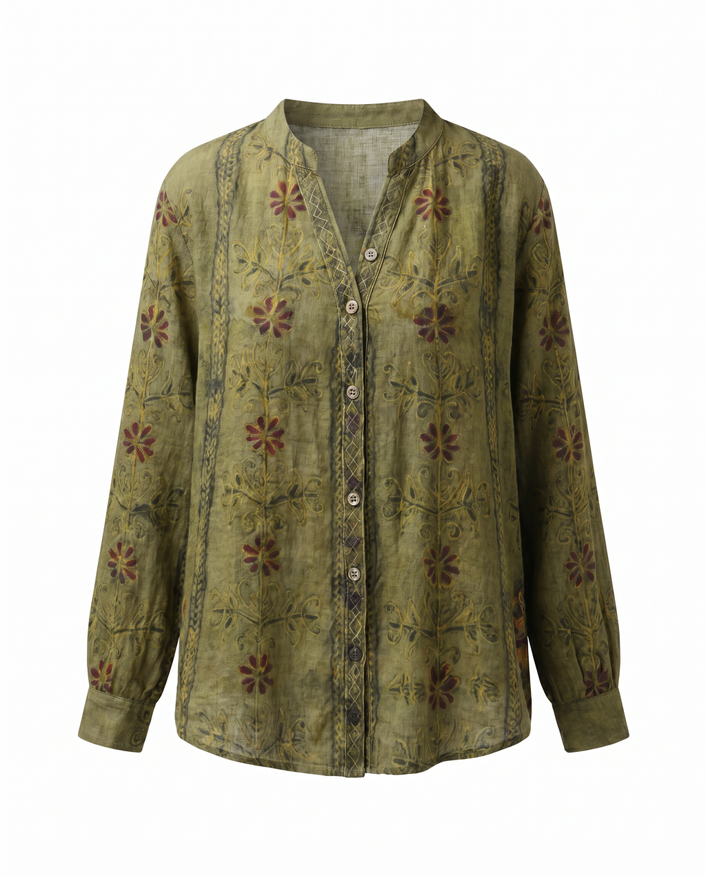 Women’s Blouse | Printed V-Neck Long Sleeve