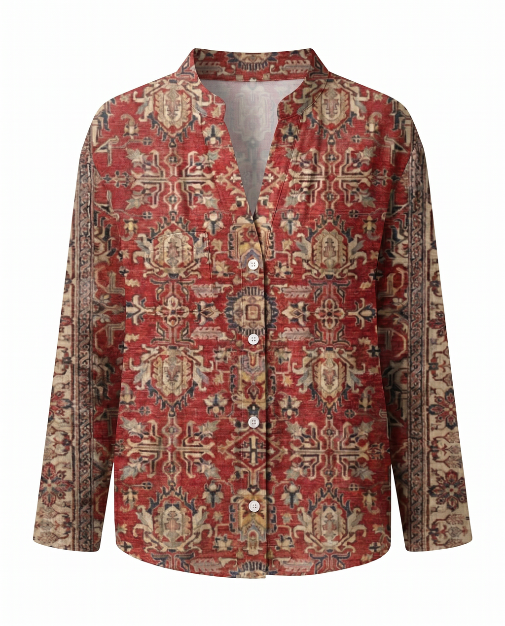 Women’s Blouse | Printed V-Neck Long Sleeve