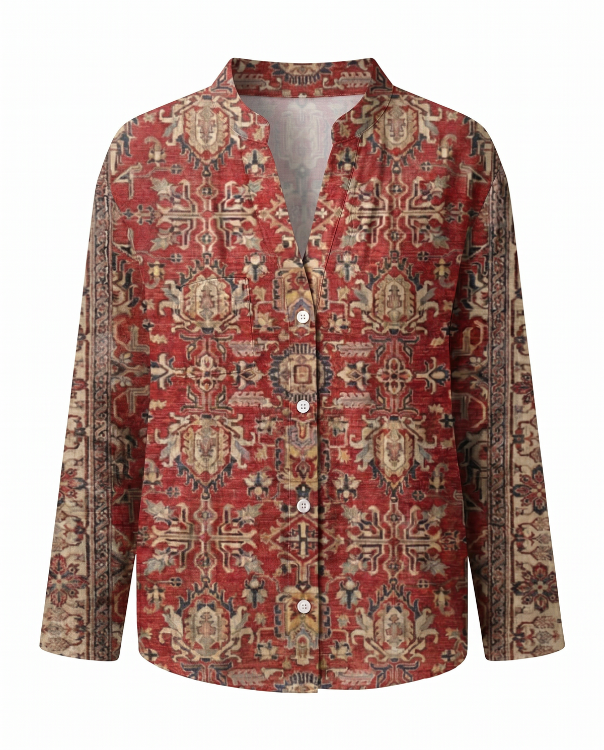 Women’s Blouse | Printed V-Neck Long Sleeve